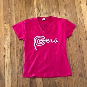 Inca Peru Cusco  pink v necks women’s Peru tee shirt size large